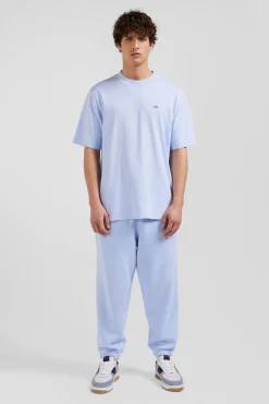 T-shirt manches courtes unisexe en coton surteint uni ciel coupe Oversized