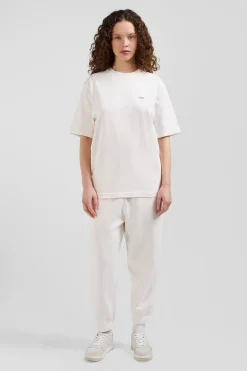 T-shirt manches courtes unisexe en coton surteint uni écru coupe Oversized