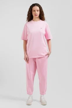 T-shirt manches courtes unisexe en coton surteint uni rose coupe Oversized