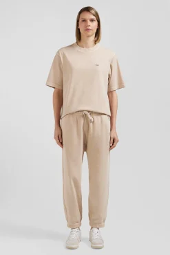T-shirt manches courtes unisexe en coton surteint uni beige coupe Oversized