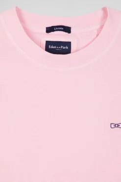 T-shirt manches courtes unisexe en coton surteint uni rose coupe Oversized