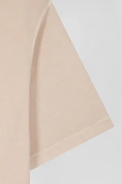 T-shirt manches courtes unisexe en coton surteint uni beige coupe Oversized