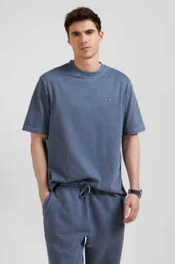 T-shirt manches courtes unisexe en coton surteint uni gris coupe Oversized