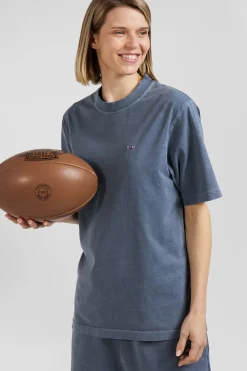 T-shirt manches courtes unisexe en coton surteint uni gris coupe Oversized