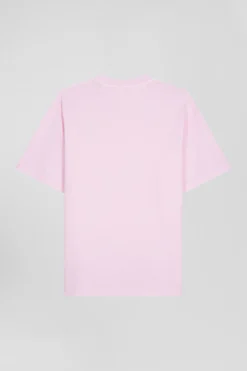 T-shirt manches courtes unisexe en coton surteint uni rose coupe Oversized