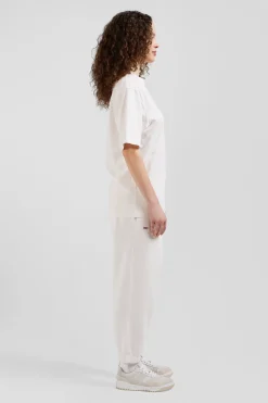 T-shirt manches courtes unisexe en coton surteint uni écru coupe Oversized