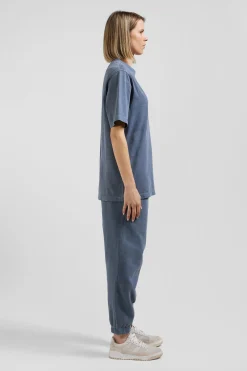 T-shirt manches courtes unisexe en coton surteint uni gris coupe Oversized