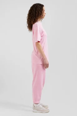 T-shirt manches courtes unisexe en coton surteint uni rose coupe Oversized