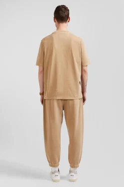 T-shirt manches courtes unisexe en coton surteint uni camel coupe Oversized
