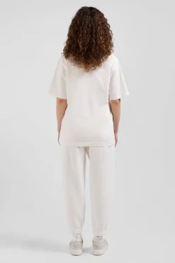 T-shirt manches courtes unisexe en coton surteint uni écru coupe Oversized