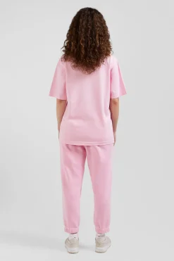 T-shirt manches courtes unisexe en coton surteint uni rose coupe Oversized