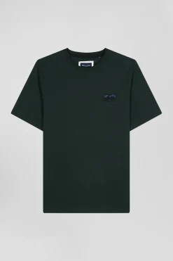 T-shirt manches courtes vert emblème tissu cravate coupe Regular