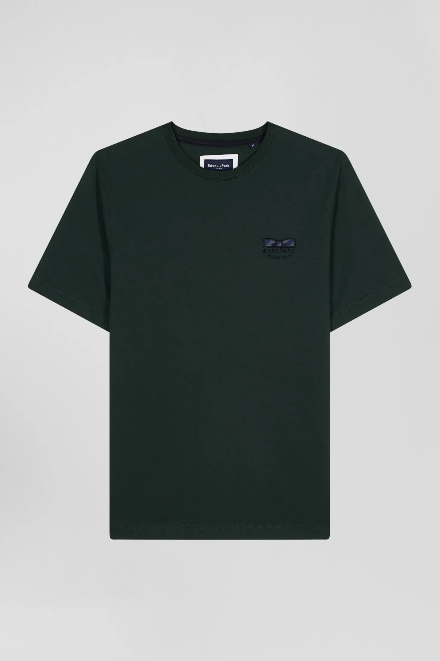 T-shirt manches courtes vert emblème tissu cravate coupe Regular