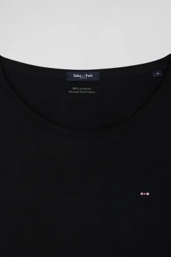 T-shirt manches longues à col rond en coton  noir
