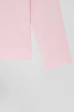 T-shirt manches longues à col rond en coton rose coupe Relaxed