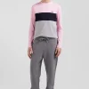T-shirt manches longues colorblock en coton rose coupe Regular