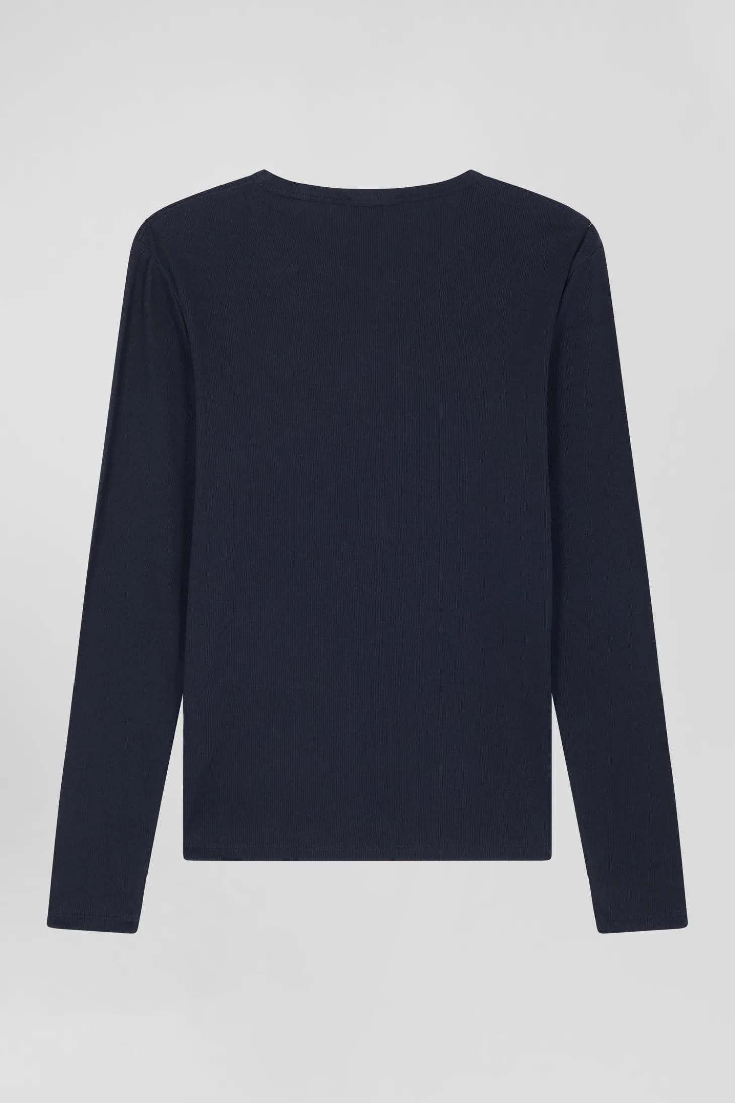 T-shirt manches longues col rond en coton bleu marine coupe Slim
