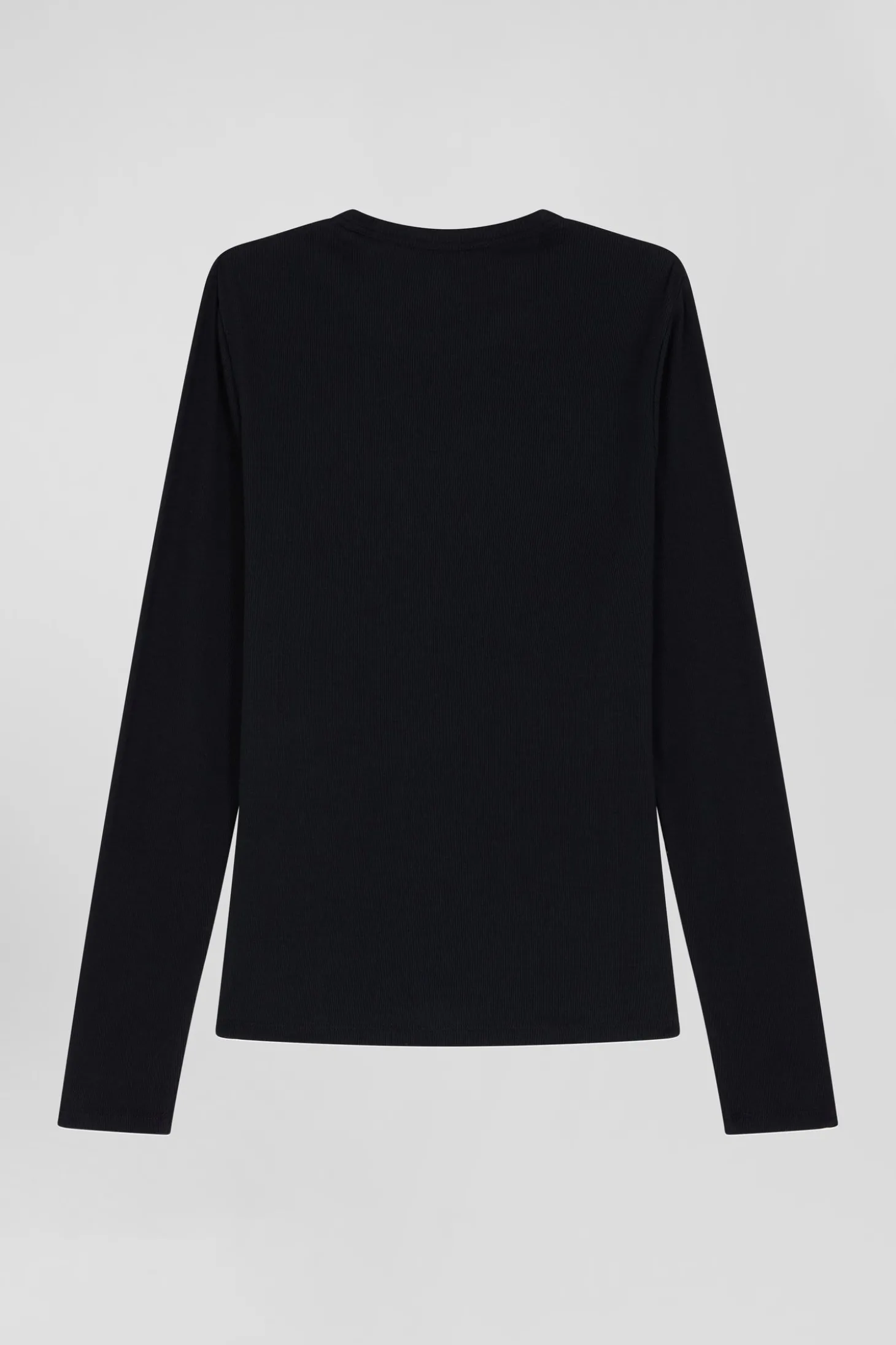 T-shirt manches longues col rond en coton noir coupe Slim