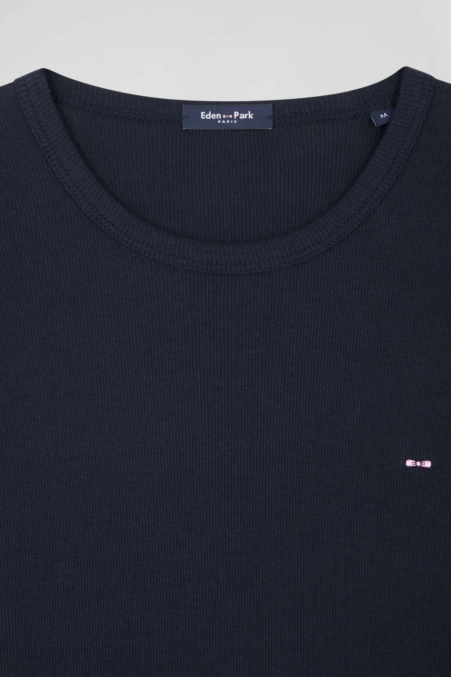 T-shirt manches longues col rond en coton bleu marine coupe Slim
