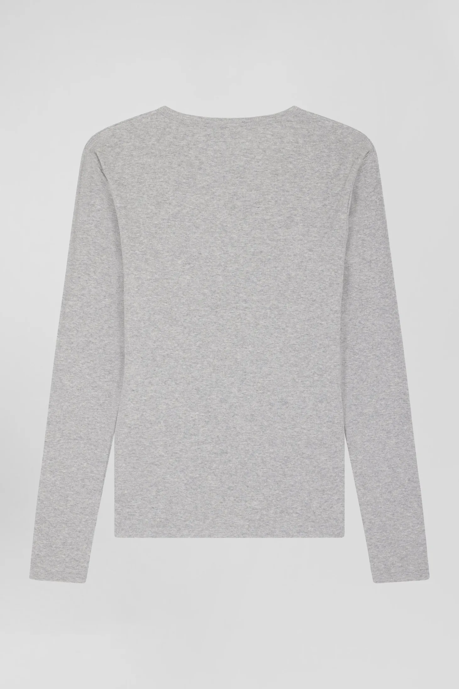 T-shirt manches longues col rond en coton gris coupe Slim