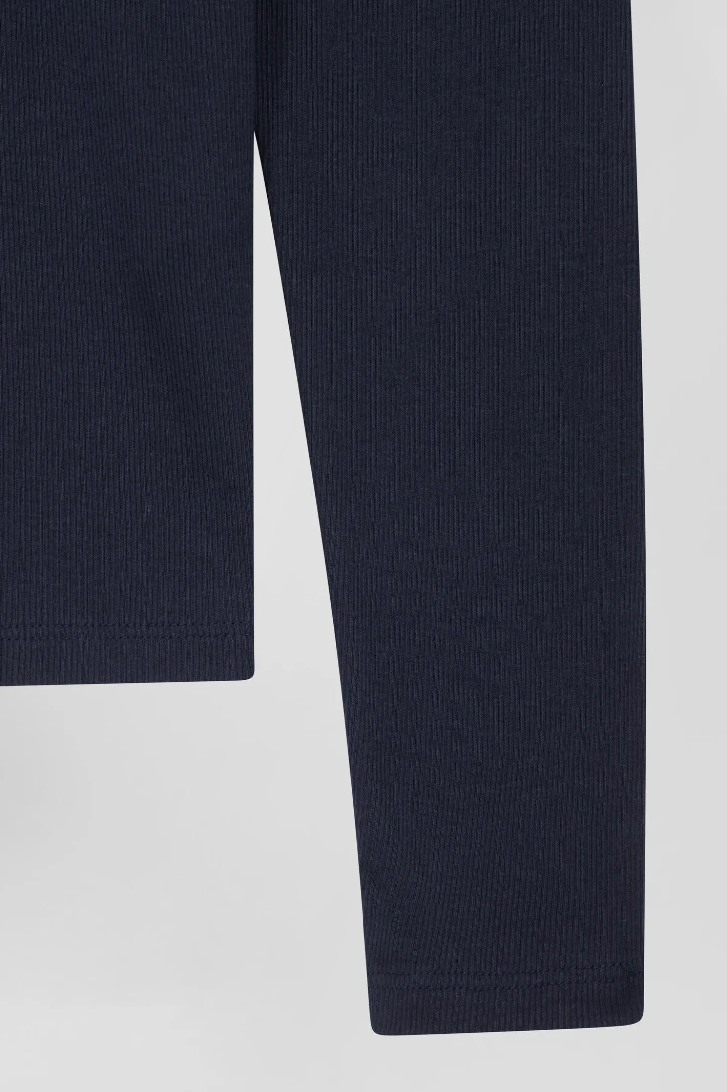 T-shirt manches longues col rond en coton bleu marine coupe Slim