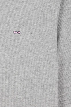 T-shirt manches longues col rond en coton gris coupe Slim