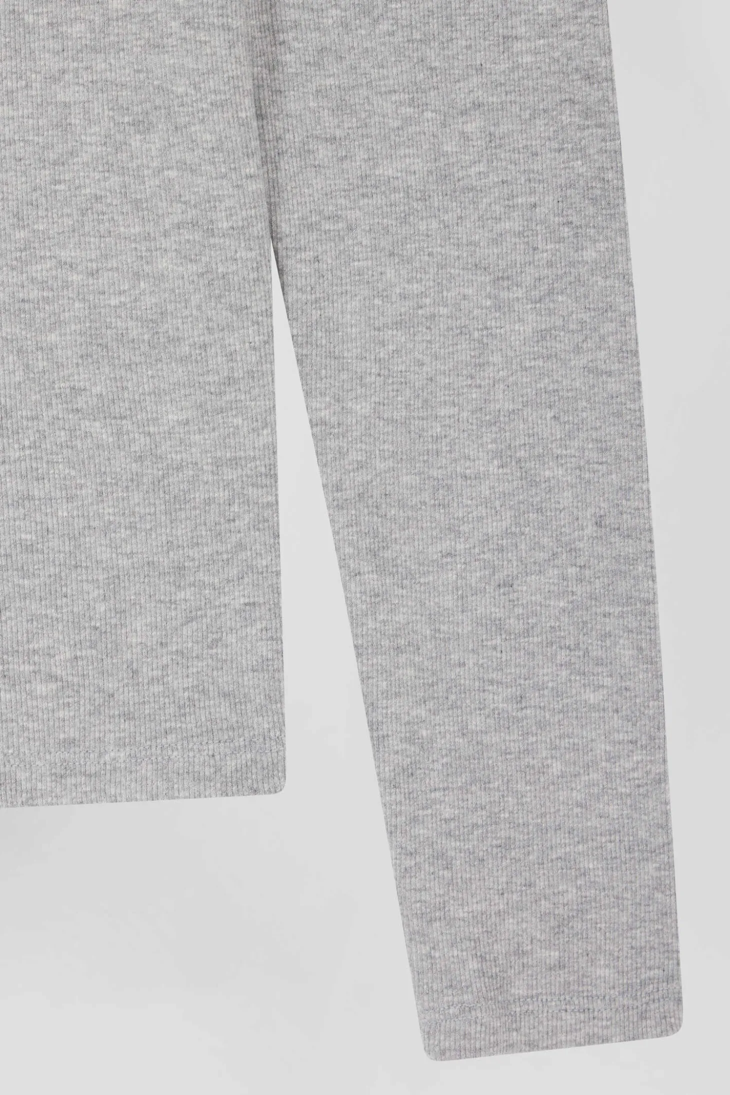 T-shirt manches longues col rond en coton gris coupe Slim
