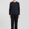 T-shirt manches longues en coton bleu marine broderie XV de France coupe Regular