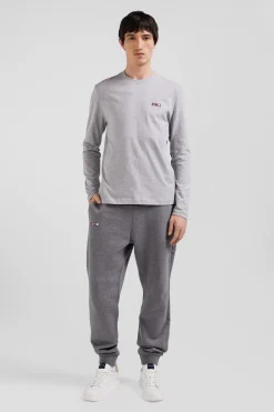 T-shirt manches longues en coton gris broderie et nœuds papillon cerclés