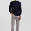 T-shirt manches longues en coton bleu marine patch dos imprimé fleuri coupe Regular