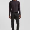 T-shirt manches longues en coton Pima marron foncé coupe Regular