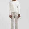 T-shirt manches longues en coton uni écru coupe Slim