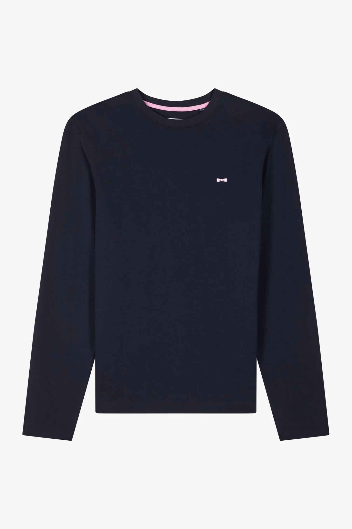 T-shirt manches longues en coton bleu marine broderie dos N°10 coupe Regular