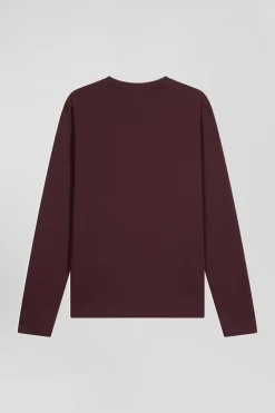 T-shirt manches longues en coton Pima bordeaux coupe Regular