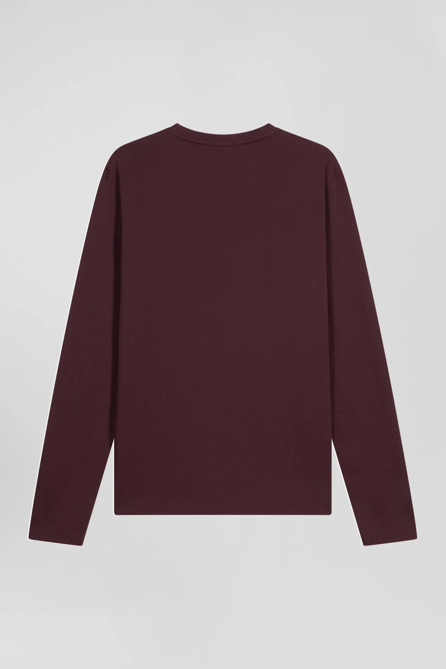 T-shirt manches longues en coton Pima bordeaux coupe Regular