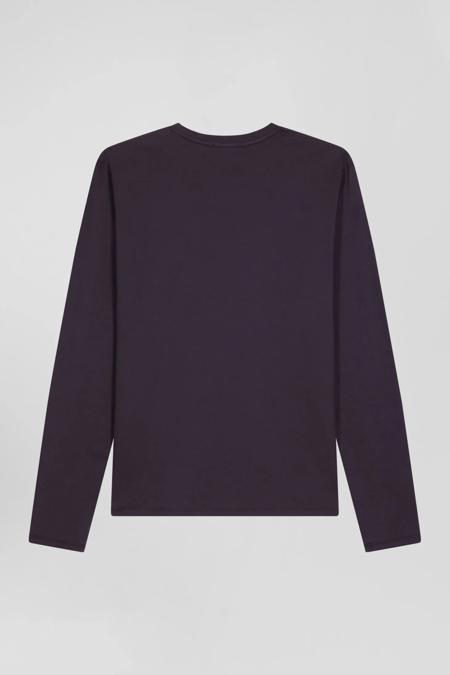 T-shirt manches longues en coton Pima marron foncé coupe Regular