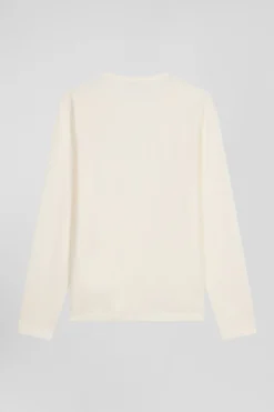 T-shirt manches longues en coton uni écru coupe Slim
