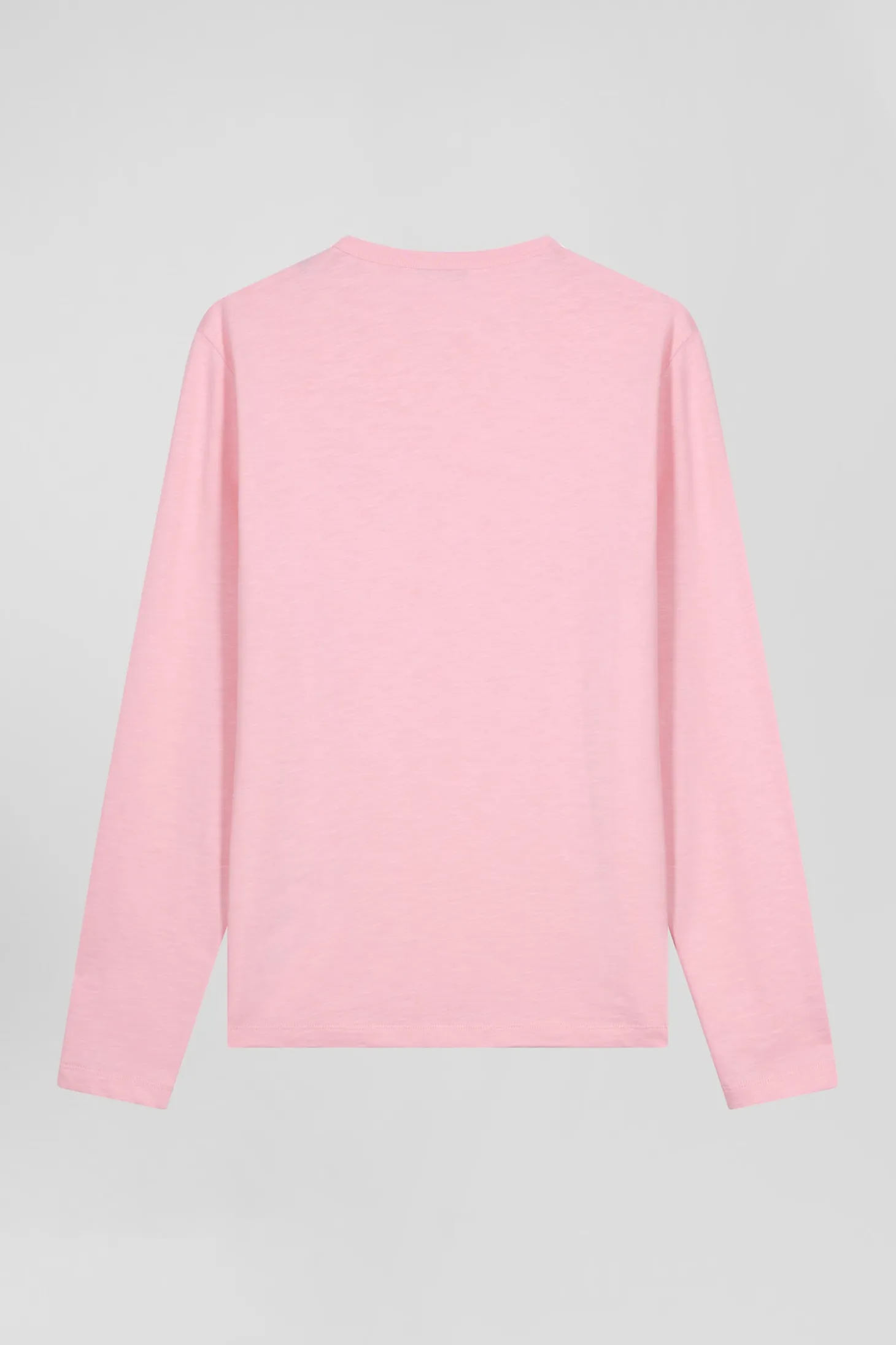 T-shirt manches longues en coton uni rose coupe Slim