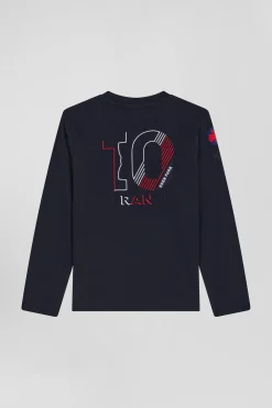 T-shirt manches longues en coton bleu marine broderie XV de France coupe Regular