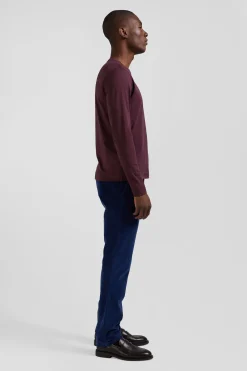 T-shirt manches longues en coton Pima bordeaux coupe Regular