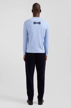 T-shirt manches longues en coton ciel patch dos imprimé fleuri coupe Regular