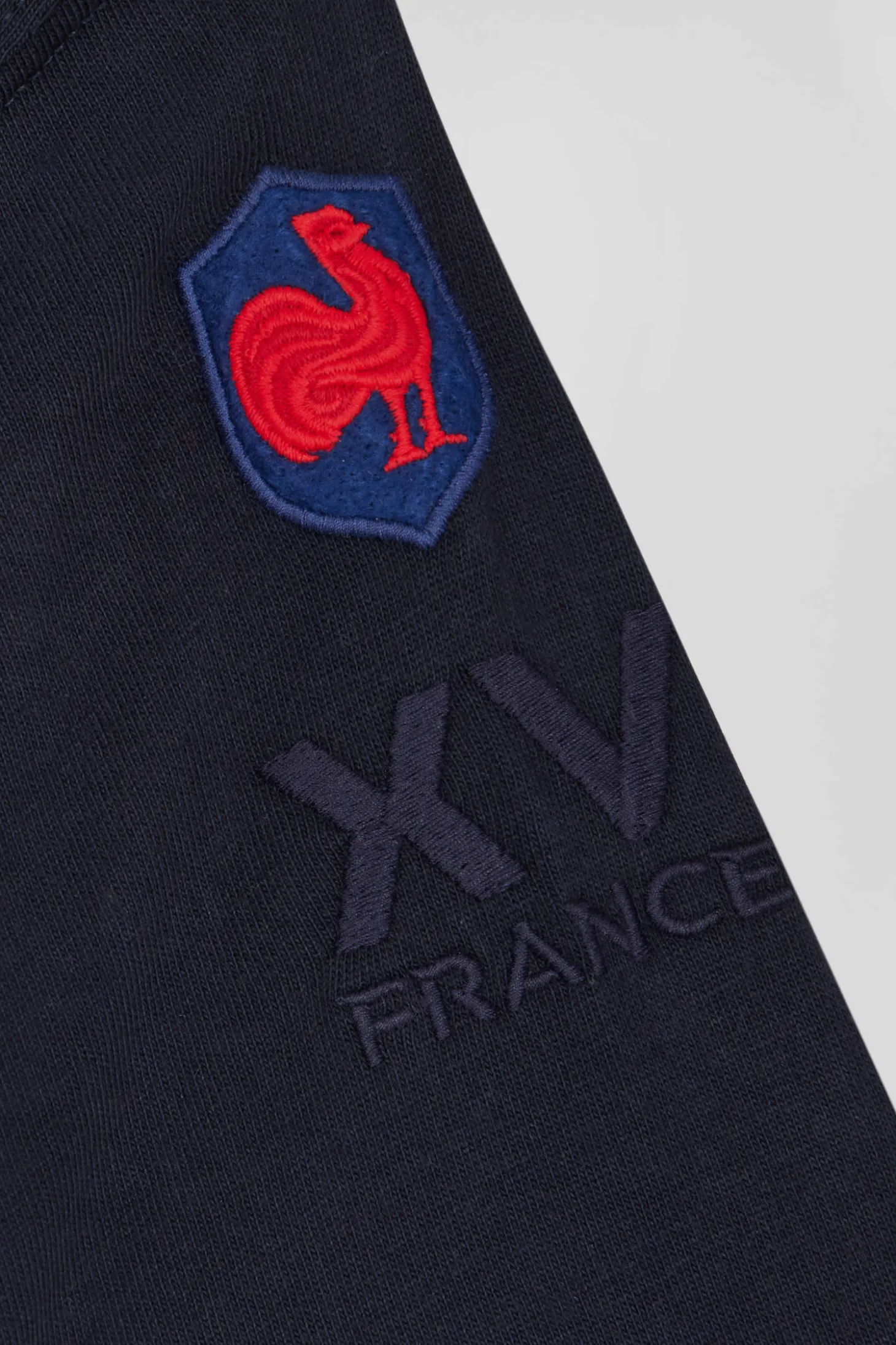 T-shirt manches longues en coton bleu marine broderie XV de France coupe Regular