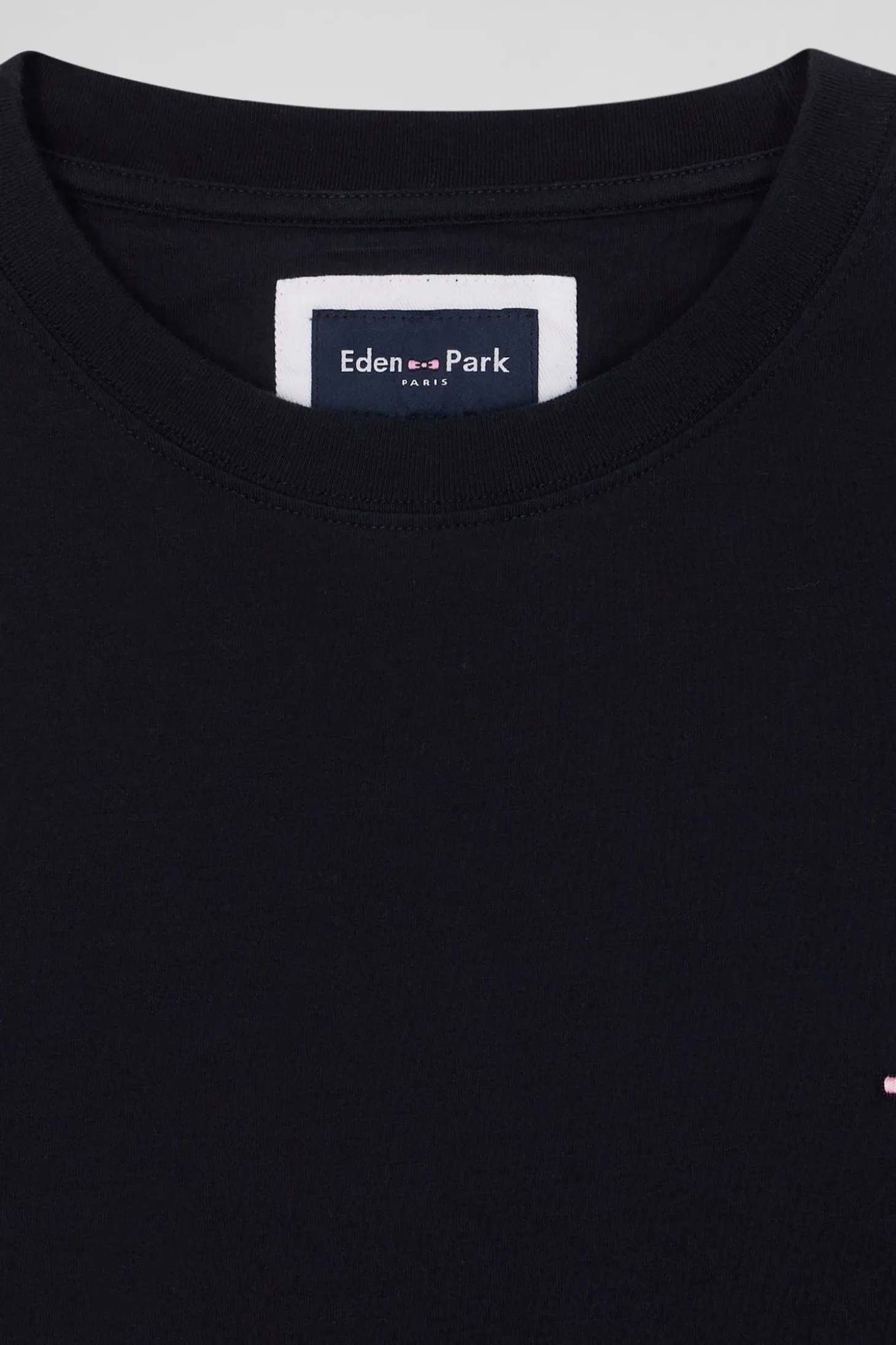 T-shirt manches longues en coton bleu marine patch dos imprimé fleuri coupe Regular