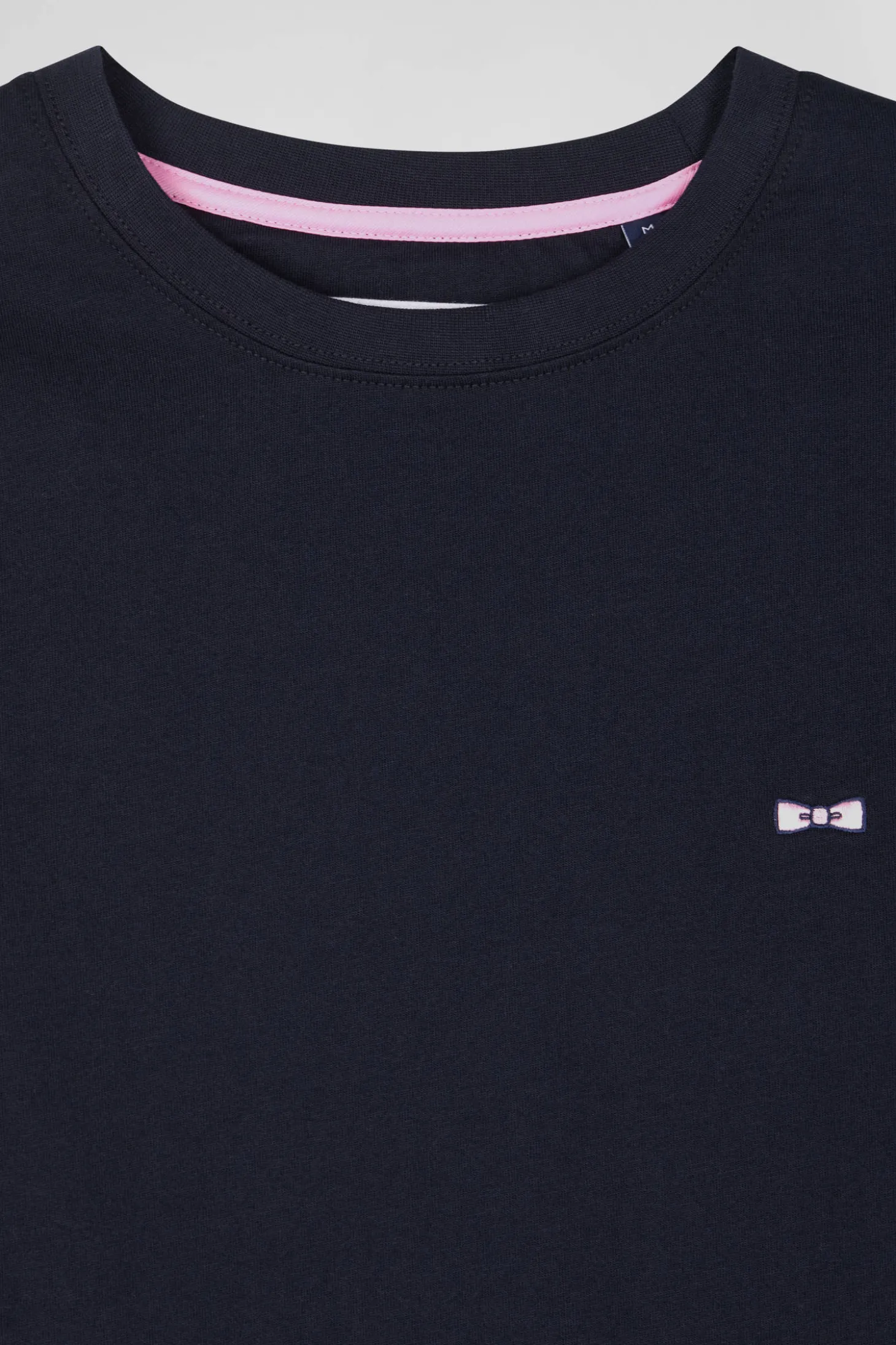 T-shirt manches longues en coton bleu marine broderie dos N°10 coupe Regular