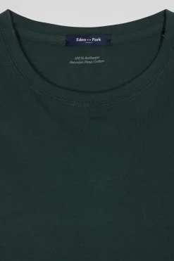 T-shirt manches longues en coton Pima bleu vert coupe Regular