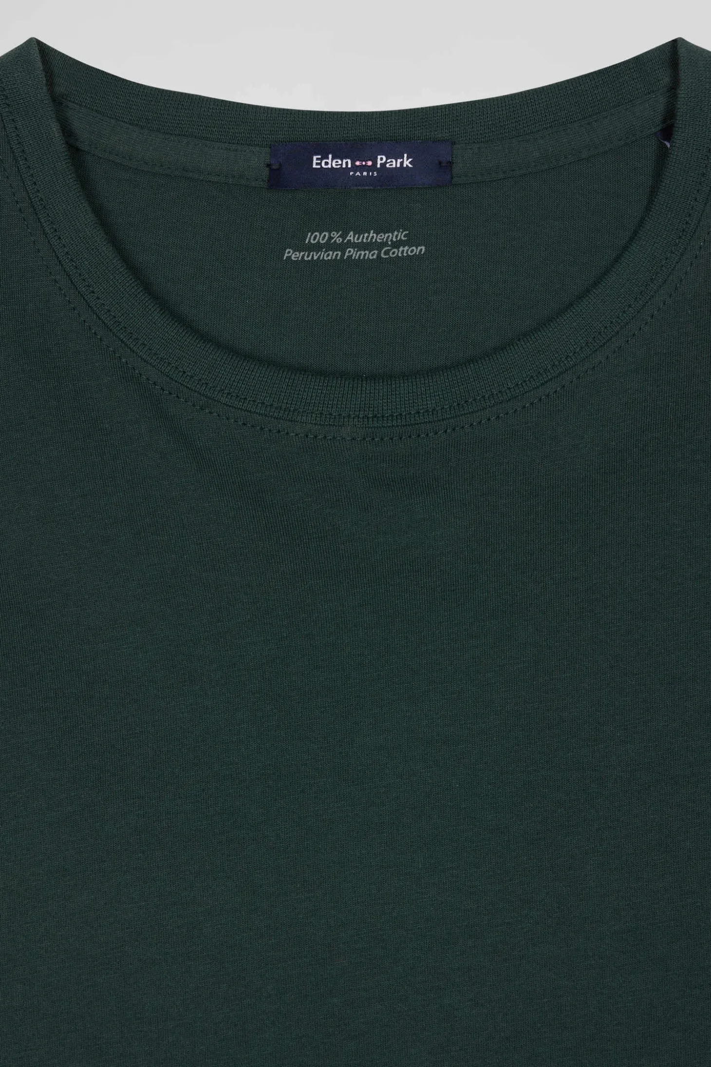 T-shirt manches longues en coton Pima bleu vert coupe Regular