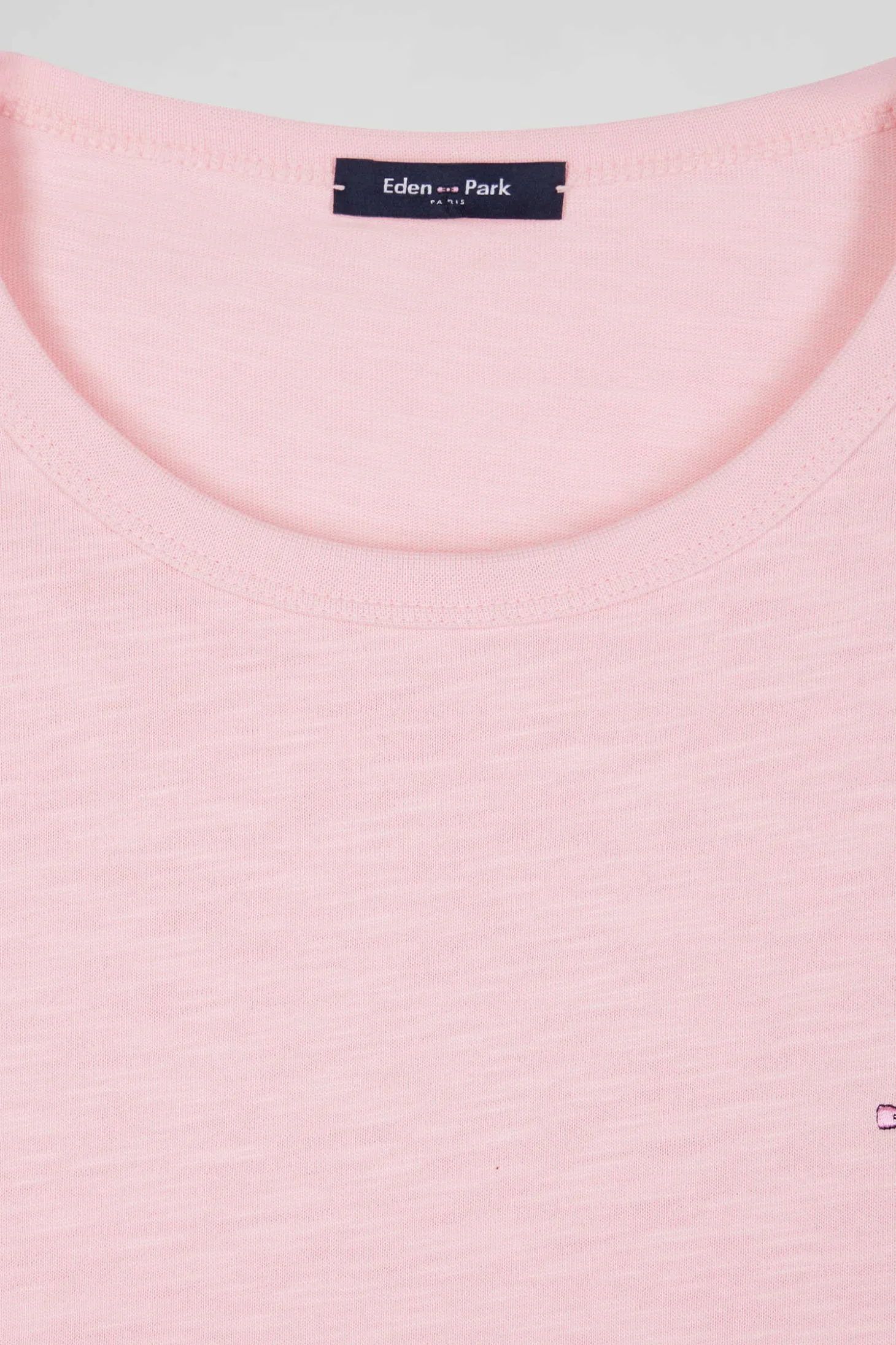 T-shirt manches longues en coton uni rose coupe Slim