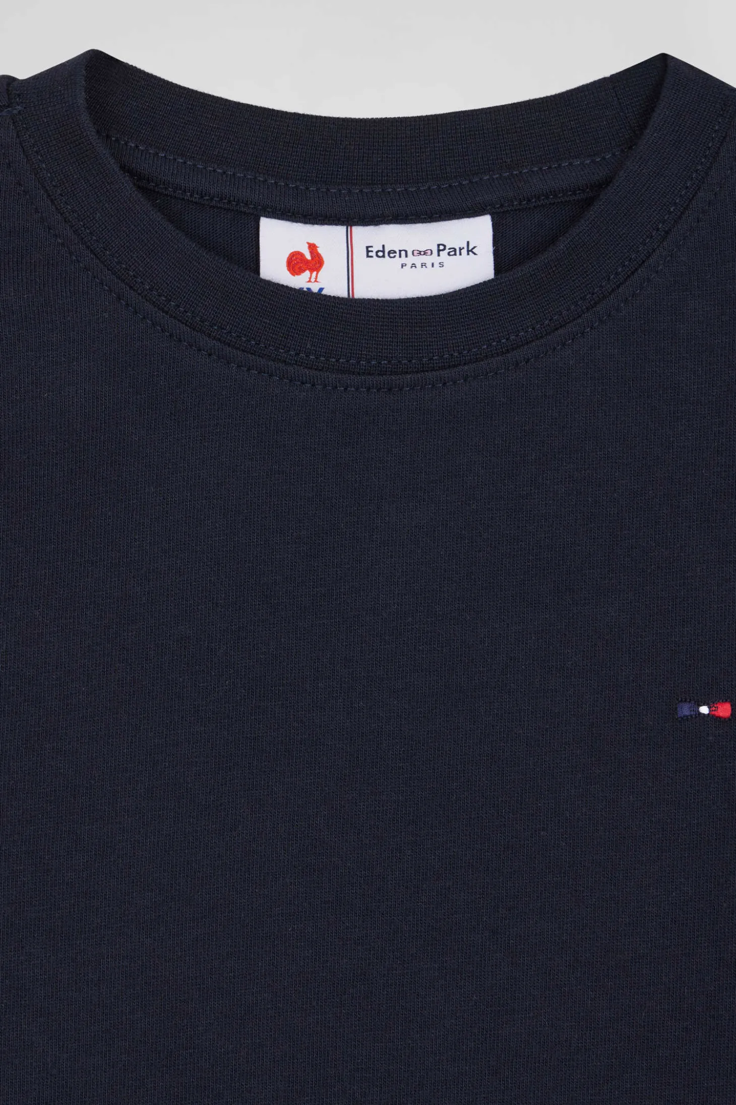 T-shirt manches longues en coton bleu marine broderie XV de France coupe Regular