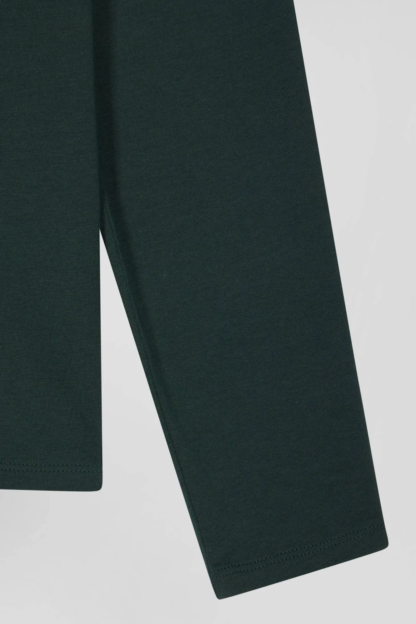 T-shirt manches longues en coton Pima bleu vert coupe Regular