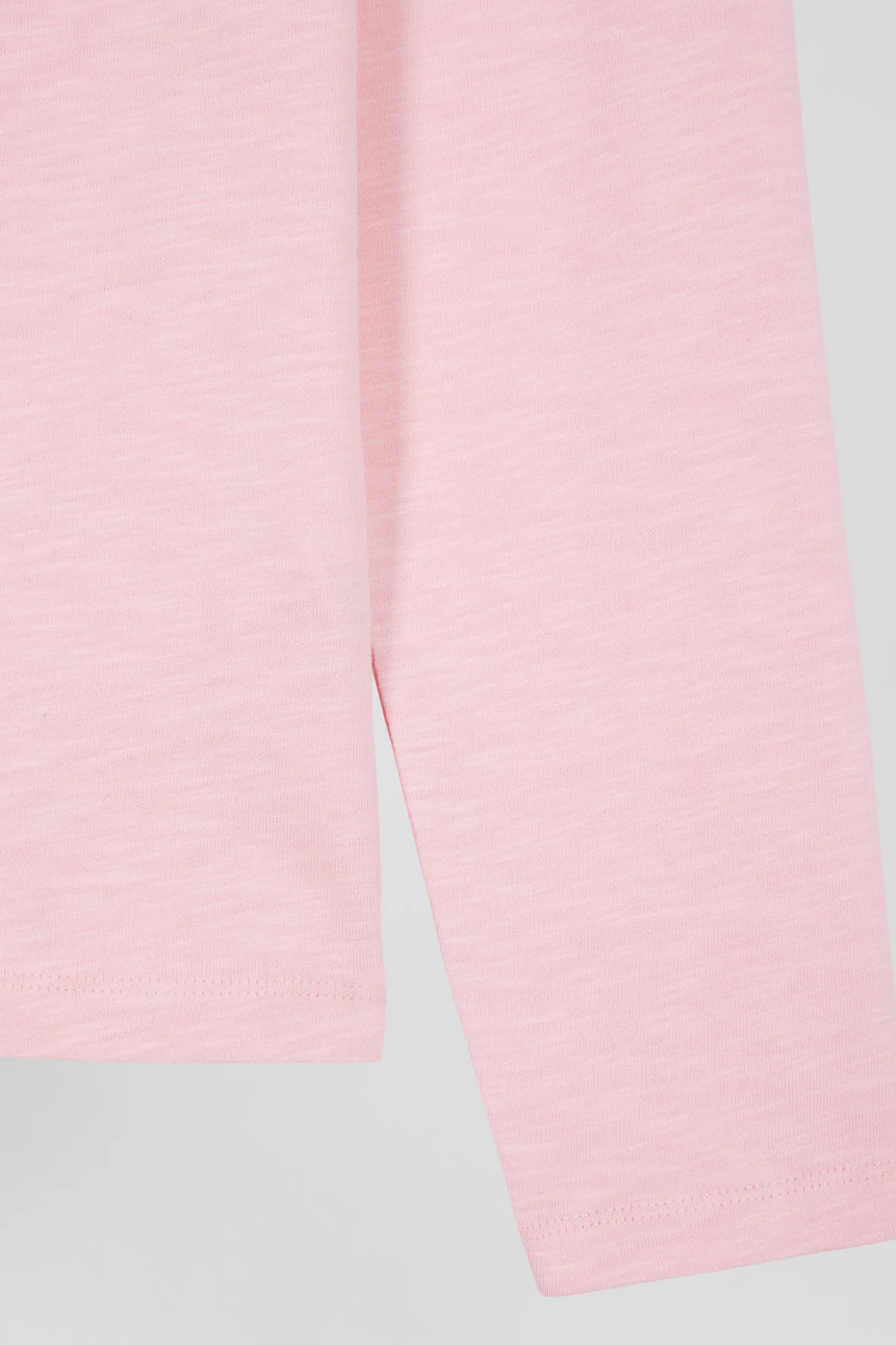 T-shirt manches longues en coton uni rose coupe Slim